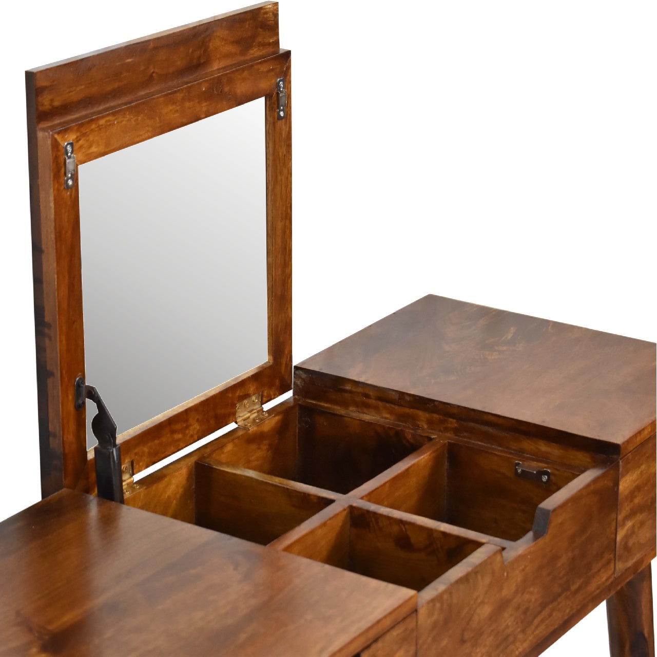 Chestnut Foldable Mirror Dressing Table