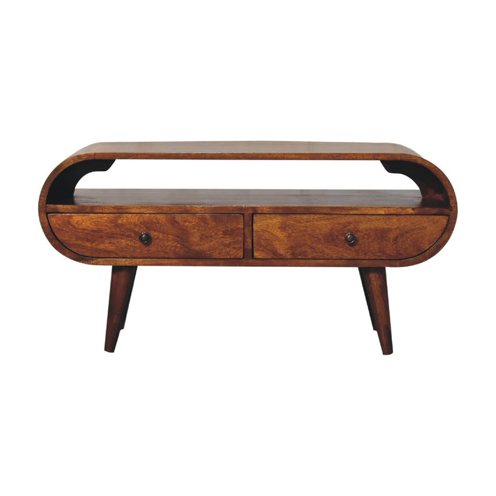 Chestnut Circular TV Stand/Coffee Table