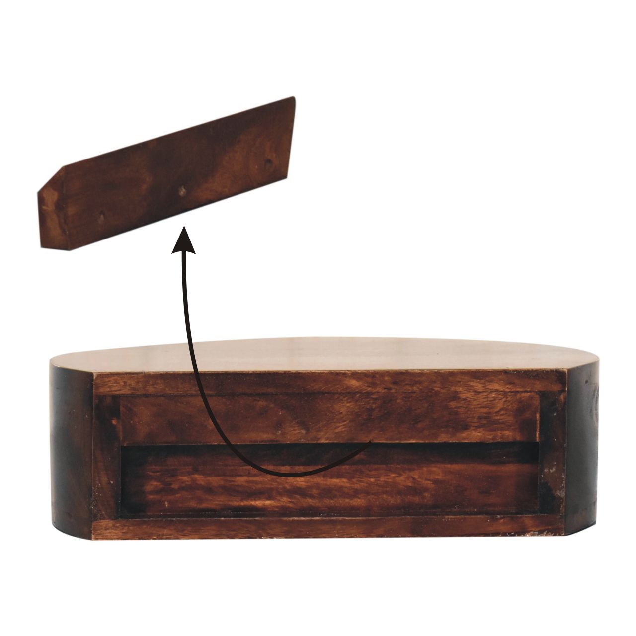 California Walnut Floating Rounded Bedside