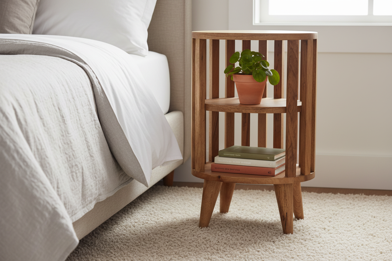 Ariella Double Shelf Oak-ish Bedside - New