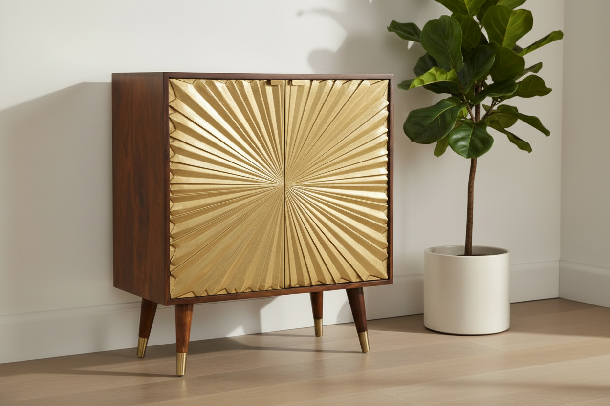 Manila Gold Cabinet with plant